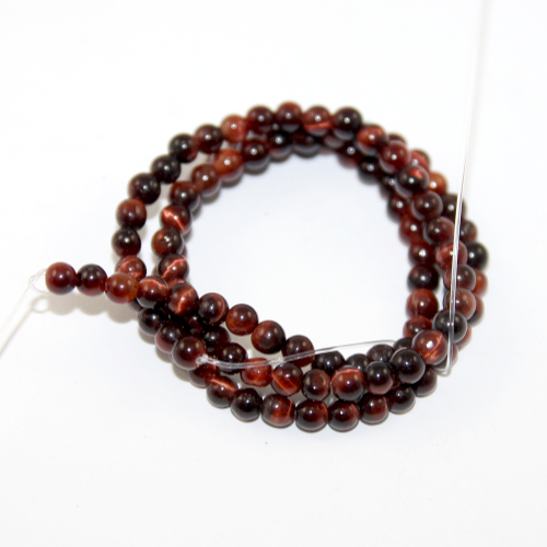 4mm Red Tiger Eye Round Beads - 38cm Strand