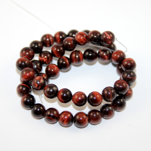 8mm Red Tiger Eye Round Beads - 38cm Strand