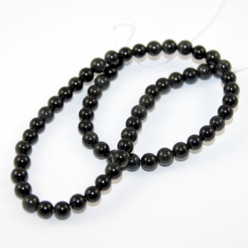 6mm Black Obsidian Round Beads - 38cm Strand