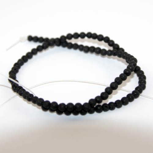 4mm Black Lava Round Beads - 38cm Strand