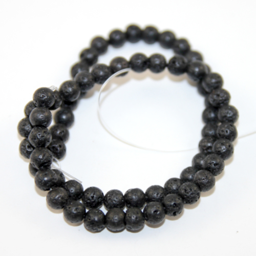 6mm Black Lava Round Beads - 38cm Strand