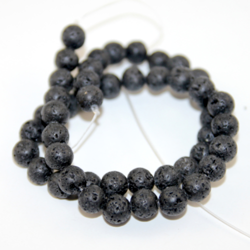 8mm Black Lava Round Beads - 38cm Strand