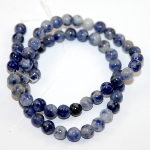 6mm Blue Spot Jasper Round Beads - 38cm Strand