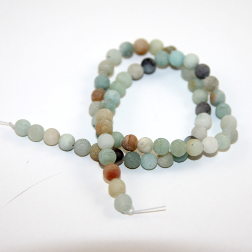 6mm Matte Amazonite Round Beads - 38cm Strand