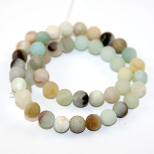 8mm Matte Amazonite Round Beads - 38cm Strand