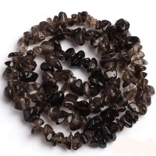 5mm - 8mm Smoky Quartz Stone Chips - 40cm Strand