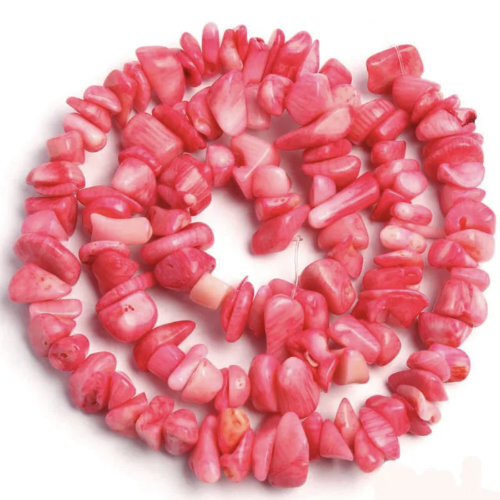 5mm - 8mm Pink Coral Stone Chips - 40cm Strand