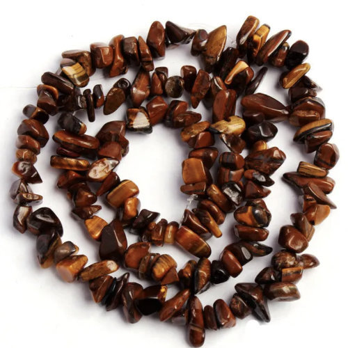 5mm - 8mm Tiger Eye Stone Chips - 40cm Strand