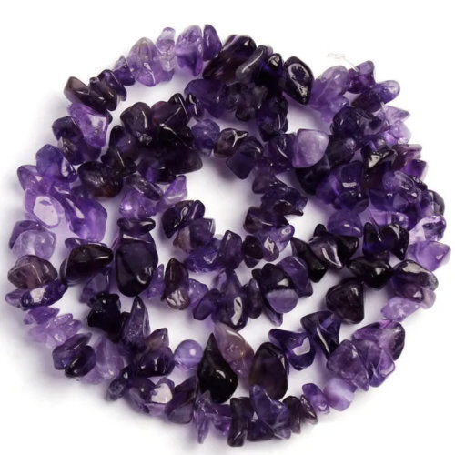 5mm - 8mm Dark Amethyst Stone Chips - 40cm Strand