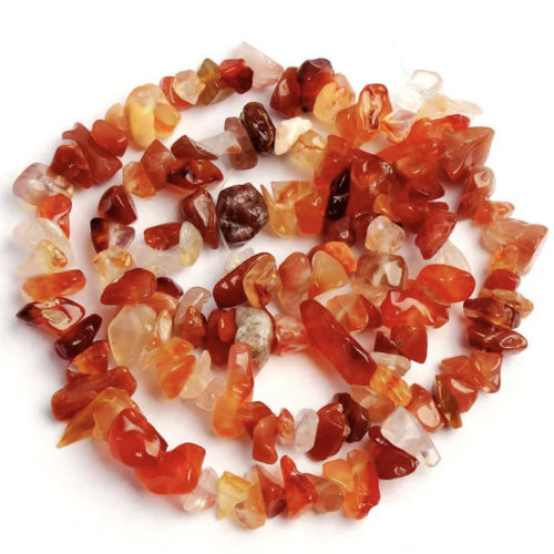 5mm - 8mm Red Agate Stone Chips - 40cm Strand