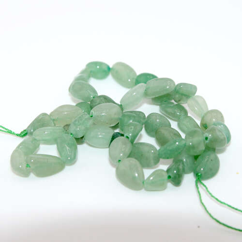 6mm - 8mm Green Averturine Irregular Oval Stone Beads - 38cm Strand
