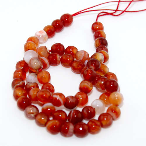 6mm Orange Faceted Agate Round Beads - 38cm Strand