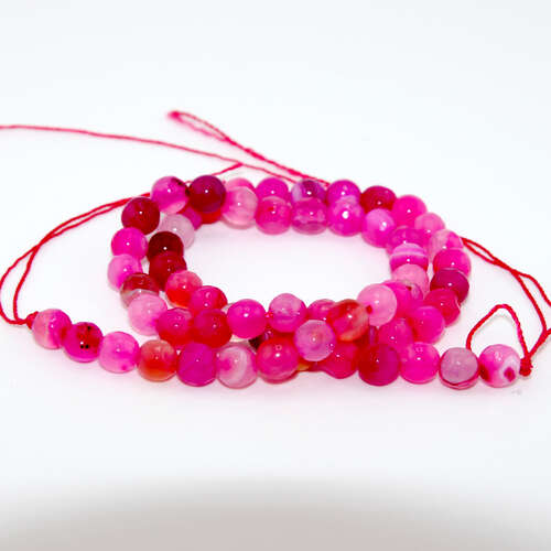 6mm Pink Faceted Agate Round Beads - 38cm Strand
