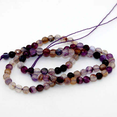 4mm Purple Faceted Agate Round Beads - 38cm Strand