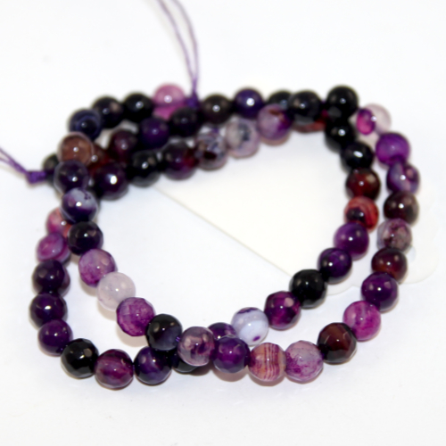 6mm Purple Faceted Agate Round Beads - 38cm Strand