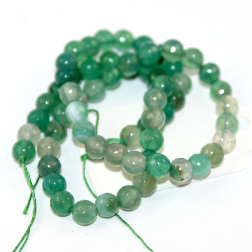 6mm Teal Faceted Agate Round Beads - 38cm Strand