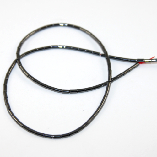 2mm x 4mm Natural Hematite Tube Beads - 38cm Strand