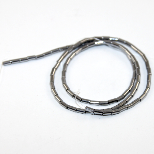 2mm x 4mm Silver Hematite Tube Beads - 38cm Strand