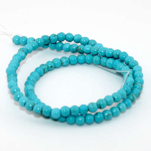4mm Blue Howlite Round Beads - 38cm Strand