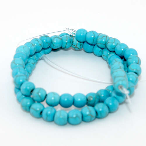 6mm Blue Howlite Round Beads - 38cm Strand