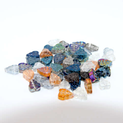 8mm x 10mm Mixed Cordate Leaf Glass Beads - 10 Piece Bag