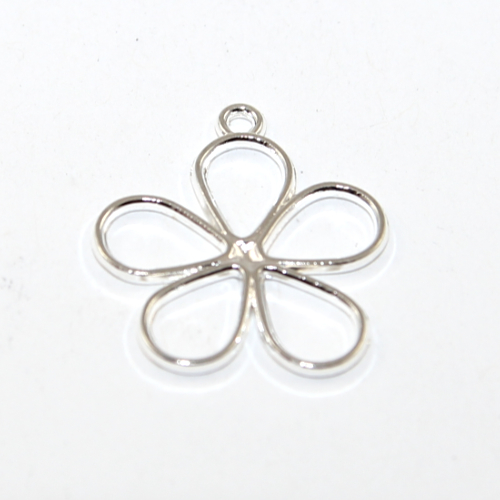 19mm x 17mm Silver Flower Petal Charms - 2 Pieces