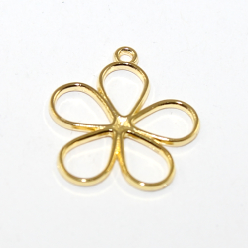 19mm x 17mm Bright Gold Flower Petal Charms - 2 Pieces