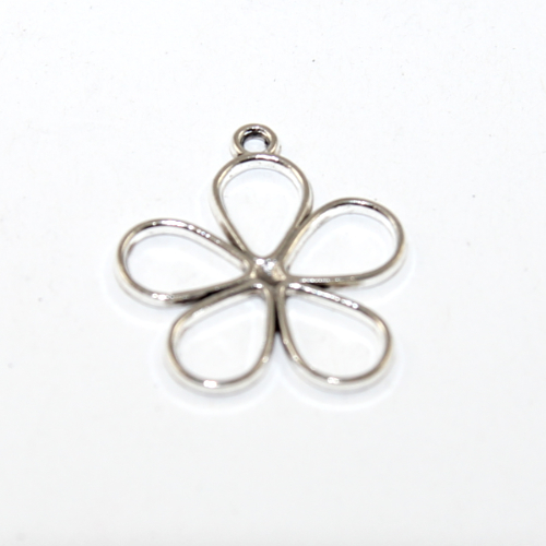 19mm x 17mm Platinum Flower Petal Charms - 2 Pieces