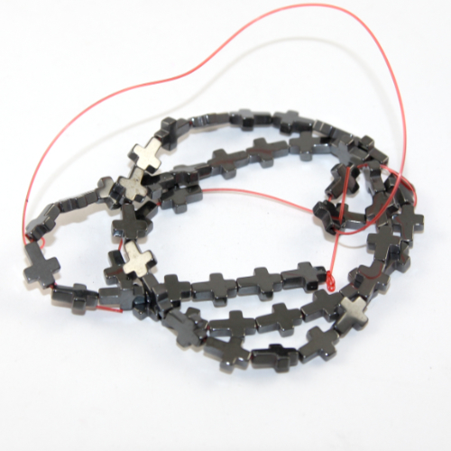 6mm x 8mm Hematite Cross Beads - 38cm Strand 