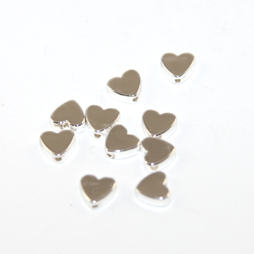 6mm Platinum Electroplated Hematite Heart Bead - 10 Pieces