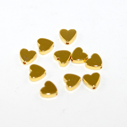 6mm Bright Gold Electroplated Hematite Heart Bead - 10 Pieces
