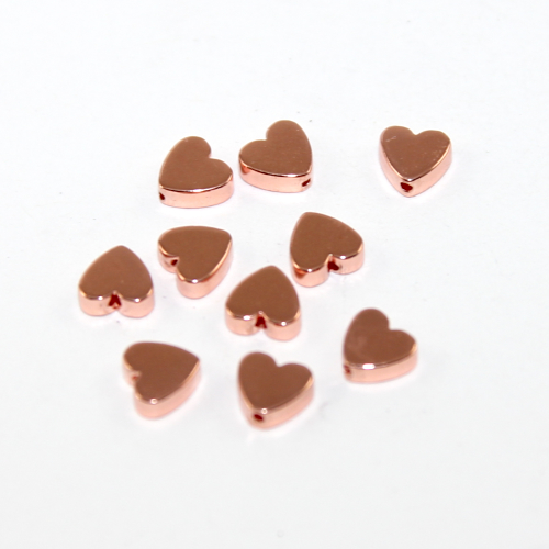 6mm Rose Gold Electroplated Hematite Heart Bead - 10 Pieces