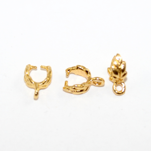 7mm x 10mm Leaf Copper Pinch Bail - Gold