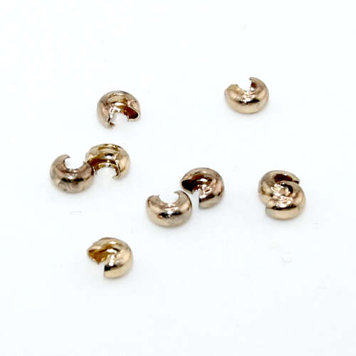 3mm Bright Gold 304 Stainless Steel Crimp Cover - 10 Piece Bag