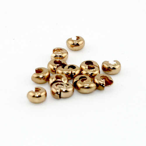 4mm Bright Gold 304 Stainless Steel Crimp Cover - 10 Piece Bag