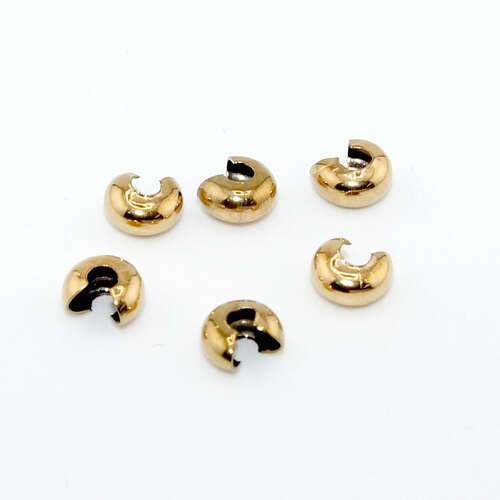 5mm Bright Gold 304 Stainless Steel Crimp Cover - 10 Piece Bag
