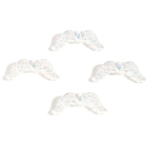34mm x 14mm Crystal AB Acrylic Angel Wing Beads - Pack of 10