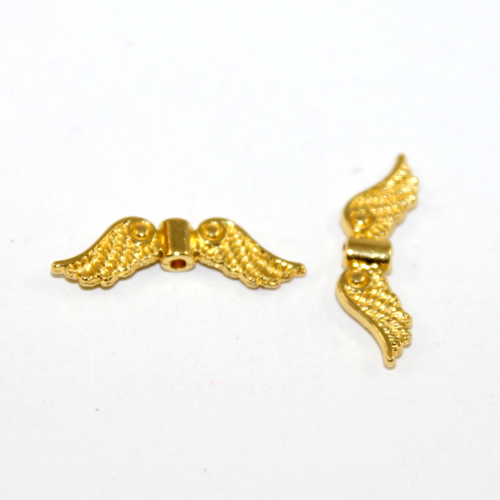 24mm x 7mm Bright Gold Angel Wing Bead - Pack of 10