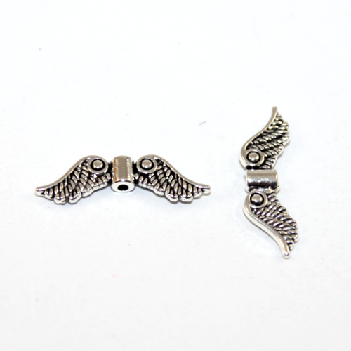24mm x 7mm Platinum Angel Wing Bead - Pack of 10