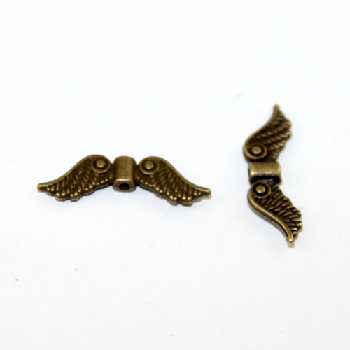 24mm x 7mm Antique Bronze Angel Wing Bead - Pack of 10