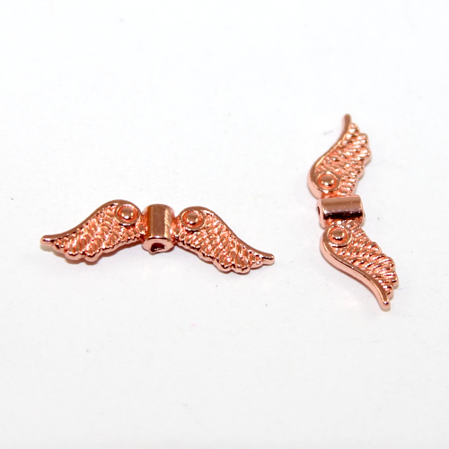 24mm x 7mm Rose Gold Angel Wing Bead - Pack of 10