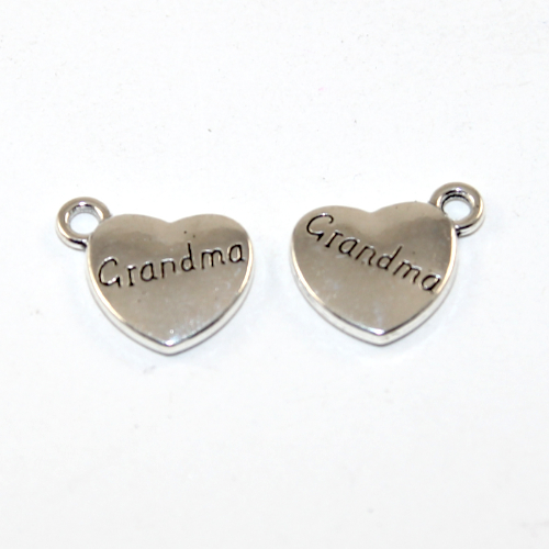 Grandma Heart Charm - Platinum