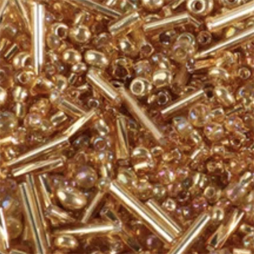 Gold Seed Bead and Bugle Bead Mix - 8gm Bag