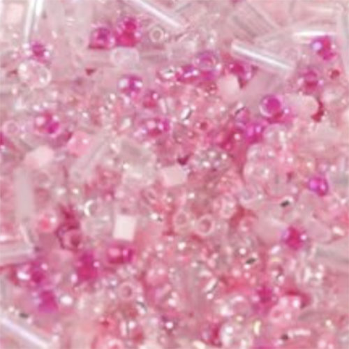 Pink Seed Bead and Bugle Bead Mix - 8gm Bag