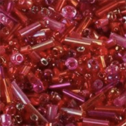 Red Seed Bead and Bugle Bead Mix - 8gm Bag