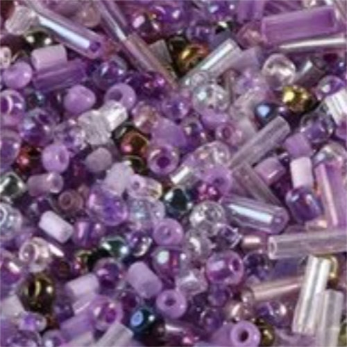Purple Seed Bead and Bugle Bead Mix - 8gm Bag