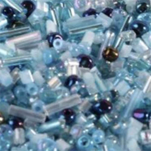 Light Blue Seed Bead and Bugle Bead Mix - 8gm Bag