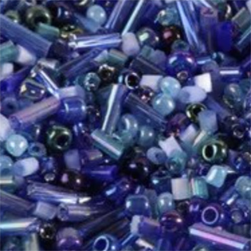 Dark Blue Seed Bead and Bugle Bead Mix - 8gm Bag
