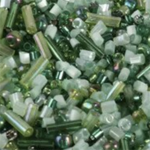 Green Seed Bead and Bugle Bead Mix - 8gm Bag