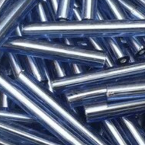 Silver Lined Light Blue 20mm Bugle Bead - 8gm Bag